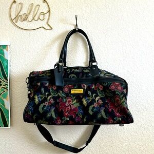 Vintage tapestry floral duffel bag/weekender luggage